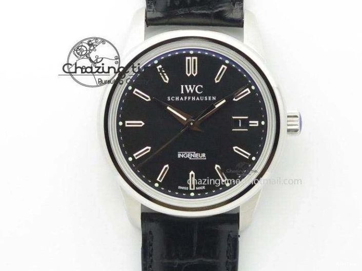 MIROTIME 0511 GoodFit Portofino SCHAFFHAUSEN SS MKF 1:1 V2 Best Edition Black Dial On Black Leather Strap A 7350